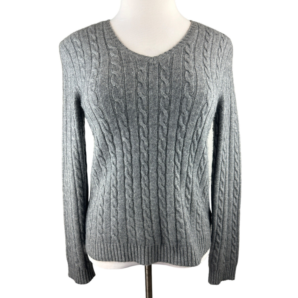 Vtg Lauren Ralph Lauren Cashmere V-Neck Pullover Sweater Gray Women's Medium - Picture 13 of 14